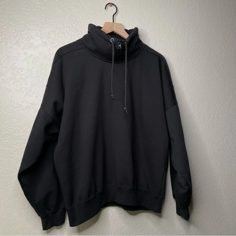 Vintage Men's Black Sweater Quarter Collar Zip Up
